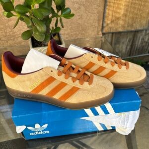 Adidas Gazelle Indoor Tan and Orange Sneakers